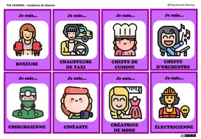 Vista previa - Juegos / Gamificación - Femmes au travail - Qui suis- je? Jeu de devinettes Couleur - página 2
