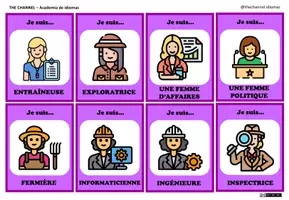 Vista previa - Juegos / Gamificación - Femmes au travail - Qui suis- je? Jeu de devinettes Couleur - página 3