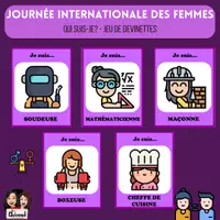 Vista previa - Juegos / Gamificación - Femmes au travail - Qui suis- je? Jeu de devinettes Couleur - Portada