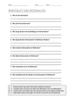Vorschau - Arbeitsblätter - AB mit Fragen zum Thema "Astronaut" + Lösungsblatt + Infografik - Deckblatt