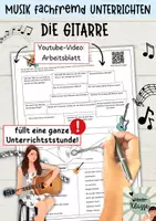 Vorschau - Arbeitsblätter - DIE GITARRE -Youtube-Video +Arbeitsblatt /Musik fachfremd unterrichten - Deckblatt