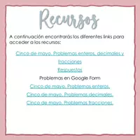 Vista previa - Hojas de trabajo - Cinco de mayo. Problemas enteros, decimales y fracciones. - página 2
