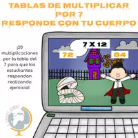 Vista previa - Juegos / Gamificación - Tablas de multiplicar: tabla del 7. Responde con tu cuerpo Halloween - Portada