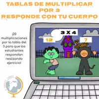 Vista previa - Juegos / Gamificación - Tablas de multiplicar: tabla del 3. Responde con tu cuerpo Halloween - Portada