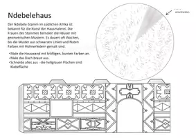 Vorschau - Mal- und Bastelvorlagen - Ndebelehaus Afrika Geometrie Trommelzauber - Seite 2