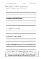 Vorschau - Arbeitsblätter - AB mit Fragen zum Thema "Ausbildung" + Lösungsblatt + Mindmap + Infografik - Deckblatt