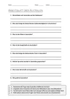 Vorschau - Arbeitsblätter - AB mit Fragen zum Thema "Australien" + Lösungsblatt + Infografik - Deckblatt