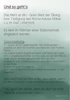 Vorschau - Stationenlernen - Merk es dir! - Spiel Wortschatz Möbel (DaZ) - Seite 1