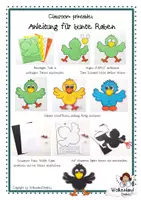 Vorschau - Mal- und Bastelvorlagen - Bunte Raben basteln Print and Craft Bastelvorlage - Seite 1