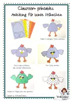 Vorschau - Mal- und Bastelvorlagen - Bunte Hühner zu Ostern basteln - Seite 1