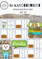 Vorschau - Aufgabenkarten - Die Karotten im Beet Klammerkarten im ZR 10 - Deckblatt