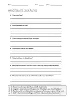 Vorschau - Arbeitsblätter - AB mit Fragen zum Thema "Autos" + Lösungsblatt + Infografik - Deckblatt