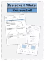Vorschau - Arbeitsblätter - Klassenarbeit zum Thema Dreiecke und Winkel - Deckblatt