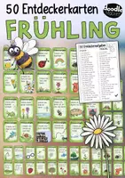 Vorschau - Spiele - 50 Frühling Entdeckerkarten / Aufgaben für zu Hause & Ausflüge - Deckblatt