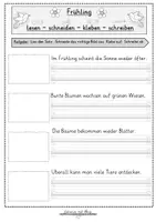 Vorschau - Arbeitsblätter - Frühling: "Lese- und Schreibtraining" - Klasse 1-4 - Sparpaket - [Arbeitsblätter zum schneiden, kleben, malen - Seite 3