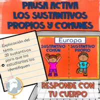 Vista previa - Juegos / Gamificación - Identificar sustantivos comunes y propios: responde con tu cuerpo - Portada
