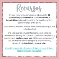 Vista previa - Juegos / Gamificación - Identificar sustantivos contables e incontables: responde con tu cuerpo - página 2
