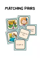 Vorschau - Spiele - Daily Routines Englisch – Tagesablauf, Alltagsroutinen, Verben, Wortschatz, Vokabeln | Matching Pairs - Seite 1