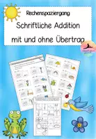 Vorschau - Arbeitsblätter - Rechenspaziergang Schriftliche Addition mit & ohne Übertrag (Frühling) - Deckblatt