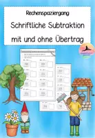 Vorschau - Arbeitsblätter - Rechenspaziergang Schriftliche Subtraktion mit und ohne Übertrag (Garten) - Deckblatt