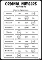 Aperçu - Jeux - Correction AP Ordinal numbers - Page 1