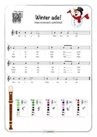 Vorschau - Mal- und Bastelvorlagen - Winter ade für Blockflöte barock Noten Text Faltheft Puzzle - Seite 1