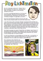 Vorschau - Arbeitsblätter - Roy Lichtenstein Steckbrief & Weitermalbilder - Pop Art im Kunstunterricht - Seite 1