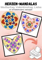Vorschau - Mal- und Bastelvorlagen - Materialpaket: Herzen, Valentinstag, Muttertag, Vatertag - Seite 1