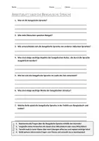 Vorschau - Arbeitsblätter - AB mit Fragen zum Thema "Bengalische Sprache" + Lösungsblatt - Deckblatt