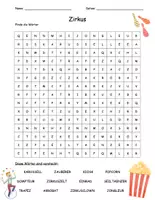 Vorschau - Arbeitsblätter - Suchsel zum Thema Zirkus (Buchstabengitter) - Seite 1