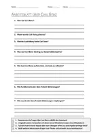Vorschau - Arbeitsblätter - AB mit Fragen zum Thema "Carl Benz" + Lösungsblatt + Infografik - Deckblatt