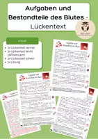 Vorschau - Arbeitsblätter - Aufgaben & Bestandteile des Blutes - Lückentext differenziert (Jg. 8-10) - Deckblatt