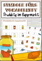 Vista previa - Elementos para la creación de materiales - Símbolos para el cuaderno de vocabulario "Produkte im Supermarkt" Tema Compras - Alemán - Portada