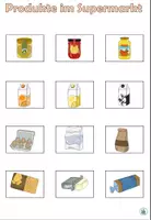 Vista previa - Elementos para la creación de materiales - Símbolos para el cuaderno de vocabulario "Produkte im Supermarkt" Tema Compras - Alemán - página 1