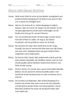 Vorschau - Arbeitsblätter - Lernplakat + Arbeitsblätter mit Dialog zum Thema "Onlineshopping" + Infografik - Seite 1