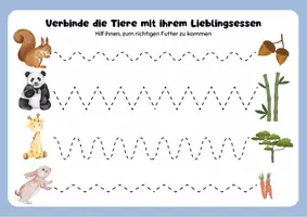 Vorschau - Arbeitsblätter - Nachspuren: Tiere zum Futter verbinden / Schwungübungen - Seite 2