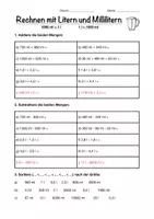 Vorschau - Arbeitsblätter - Mathe - Rechnen mit Litern und Millilitern - Deckblatt