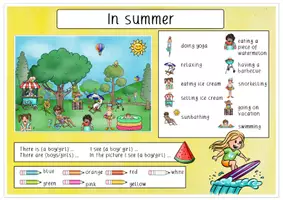 Vorschau - Arbeitsblätter - In summer - Bild als Sprechanlass (mit Hilfen) - Seite 2