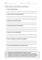Vorschau - Arbeitsblätter - AB mit Fragen zum Thema "Berufsschule" + Lösungsblatt + Mindmap + Infografik - Deckblatt