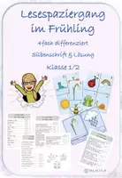 Vorschau - Arbeitsblätter - Lesespaziergang Frühling 4fach differenziert Kl. 1 & 2 - Silbenschrift & Lösung - Deckblatt