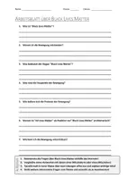 Vorschau - Arbeitsblätter - AB mit Fragen zum Thema "Black Lives Matter" + Lösungsblatt + Infografik - Deckblatt
