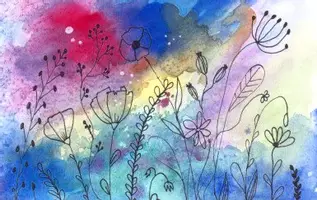 Vorschau - Arbeitsblätter - Blumenwiese mit Fineliner im Kunstunterricht - Deckblatt