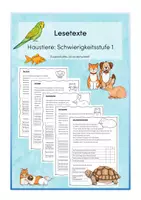 Vorschau - Arbeitsblätter - Lesetexte Haustiere: 3 Schwierigkeitsstufen - Seite 1