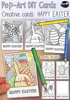 Vorschau - Mal- und Bastelvorlagen - DIY Pop-Art Easter Cards / Englischunterricht Ostern - Deckblatt