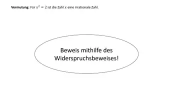 Vorschau - Präsentationen/Tafelbilder - Beweis der Irrationalität von Wurzel - Deckblatt