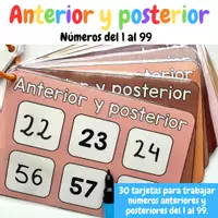 Vista previa - Tarjetas / Manipulativos - Números anteriores y posteriores - Números del 1 al 99 - Portada