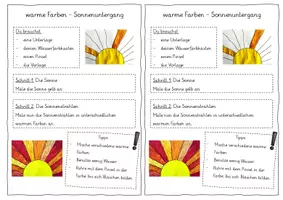 Vorschau - Bildkarten - Anleitung Sonnenuntergang in drei Schwierigkeitsstufen (warme Farben) - Seite 1