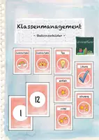 Vorschau - Stationenlernen - Klassenmanagement: Stationsschilder (rot) - Deckblatt