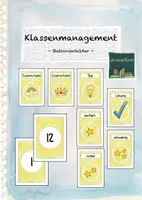 Vorschau - Stationenlernen - Klassenmanagement: Stationsschilder (gelb) - Deckblatt