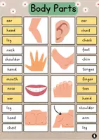 Aperçu - Feuilles d'exercices - Body Parts Clip Cards | Vocabulary - Page 1